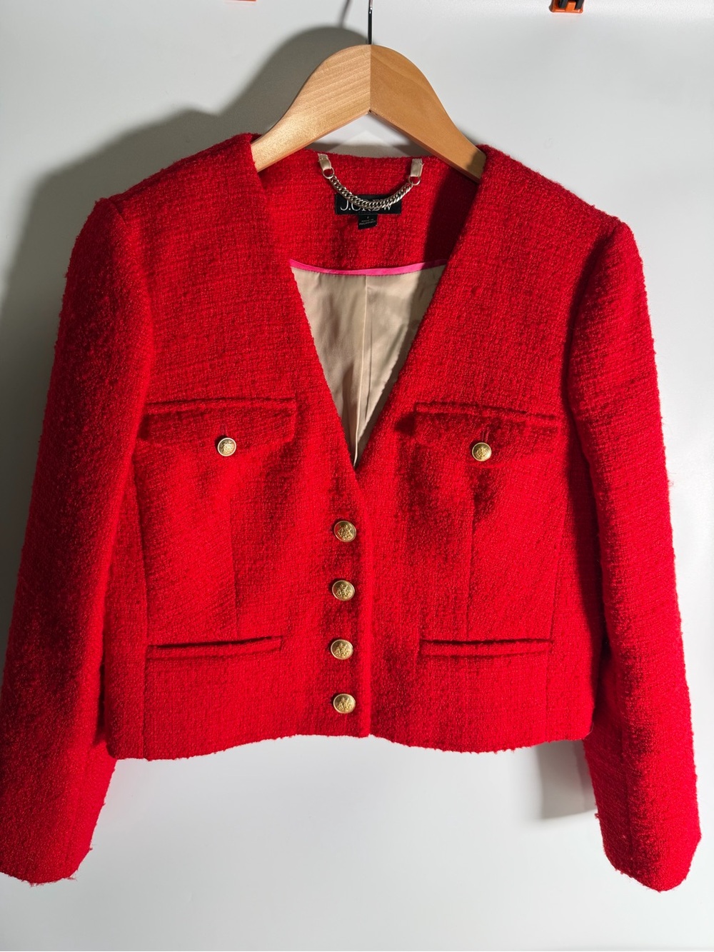 J.Crew V-Neck Lady Jacket in Maritime Tweed Size 6